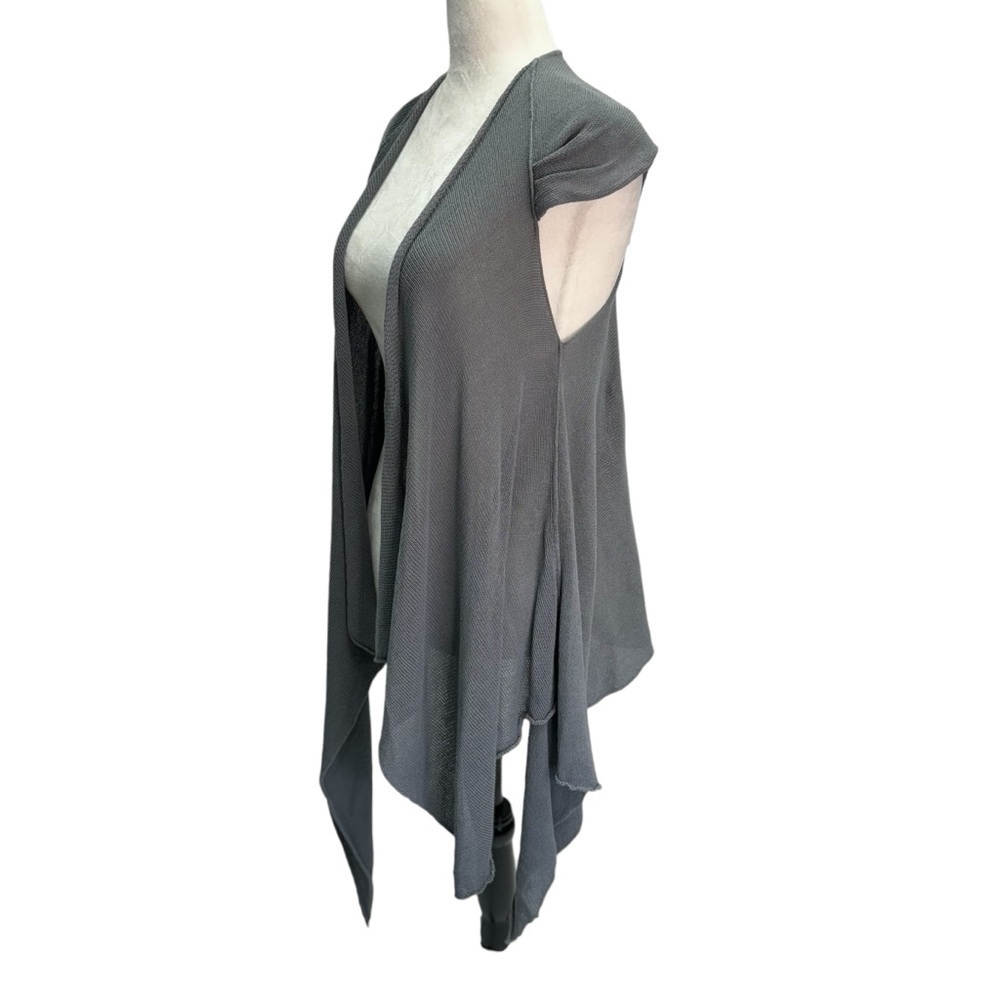 Zuza-Bart Grey Open Weave Waterfall 100% Cotton Cardigan Vest Size S - Picture 3 of 7